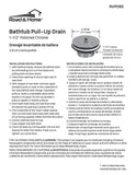 Bathtub Pull-Up Drain, Chrome Finish
